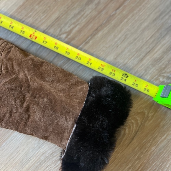 Vintage Fashion Elements Suede Coat faux Fur Collar Brown Small penny lane 70s - Picture 7 of 10